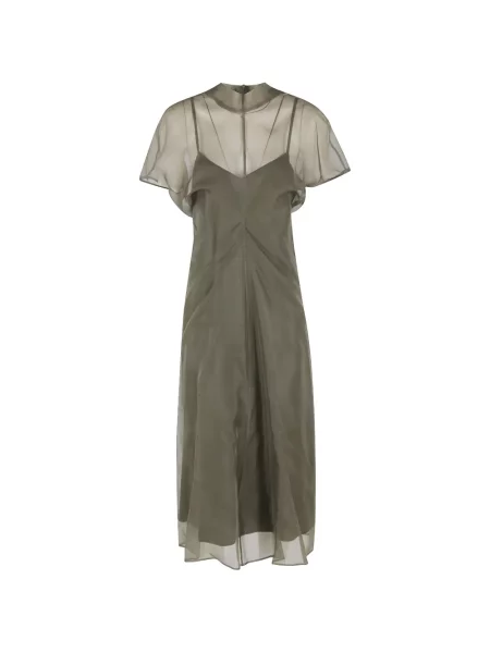 Przezroczysta maksi sukienka maxi Federica Tosi garniturowa zielona