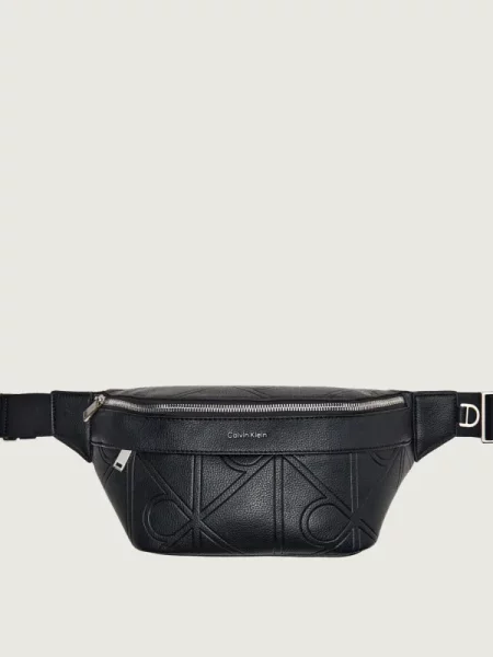 Övtáskák Calvin Klein Emblem Aop Emboss Waistbag fekete