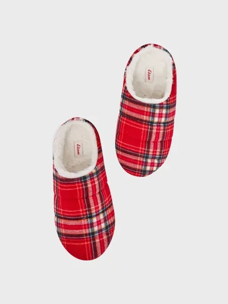 Клетчатые тапочки Etam красные