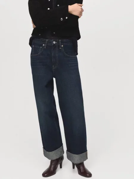 Прямі джинси MANGO темно-синій сині