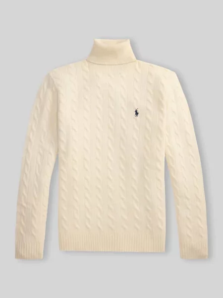 Sweter w kroju slim fit z mieszanki wełny i kaszmiru Polo Ralph Lauren beżowy