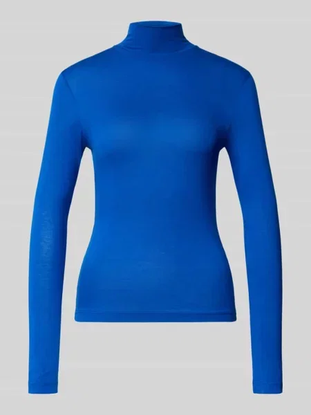 Bluzka z długim rękawem o kroju slim fit z mieszanki Tommy Hilfiger niebieska