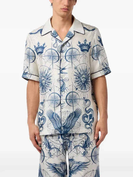 Cămașă Philipp Plein de mătase alb