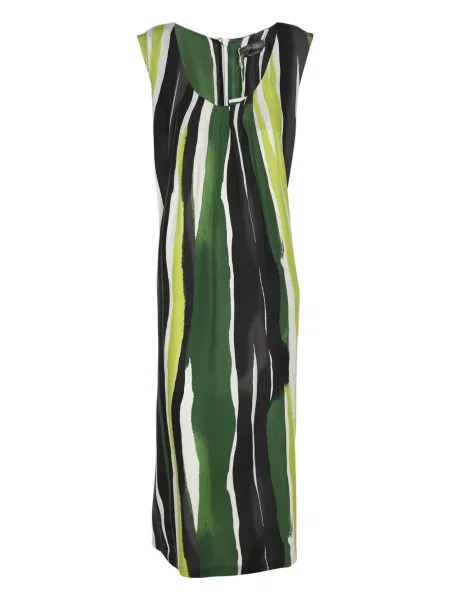 Rochie Marina Rinaldi de mătase cu dungi de costum verde