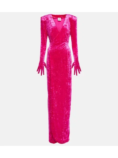 Rochie maxi Vetements de catifea de costum roz