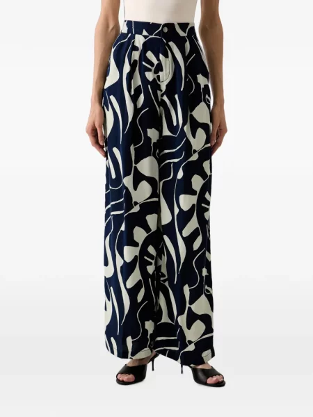 Pantaloni Benetton cu imagine cu imprimeu abstract albastru