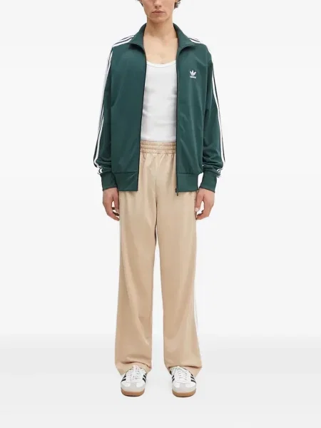 Pantaloni palazzo Adidas cu dungi plisat cu imagine albastru