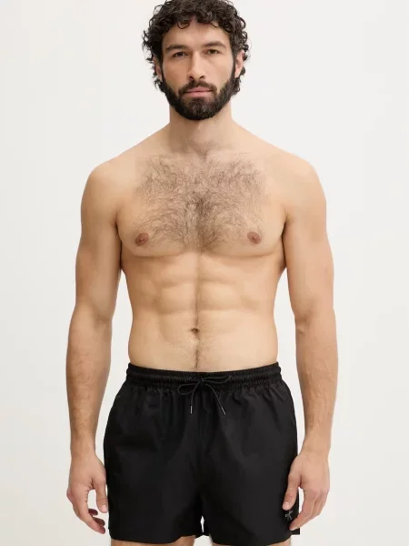 Pantaloni scurți din denim Calvin Klein maro