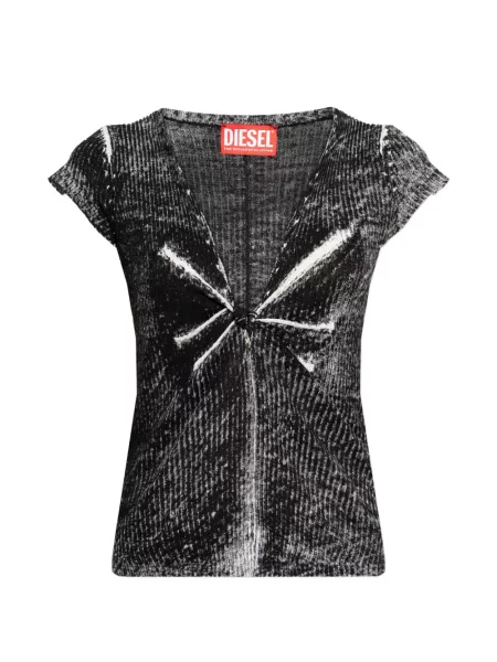 Tricou Diesel cu decolteu în V negru