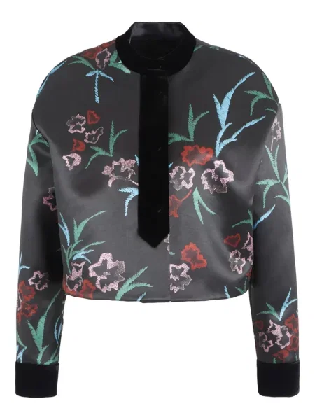 Decupat geacă Giorgio Armani cu model floral cu imagine negru