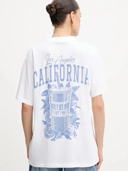 T-shirt GUESS Cc Ss Monochrome Graphic Tee White XS biała