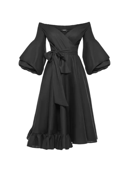 Rochie midi Anouki cu volane negru