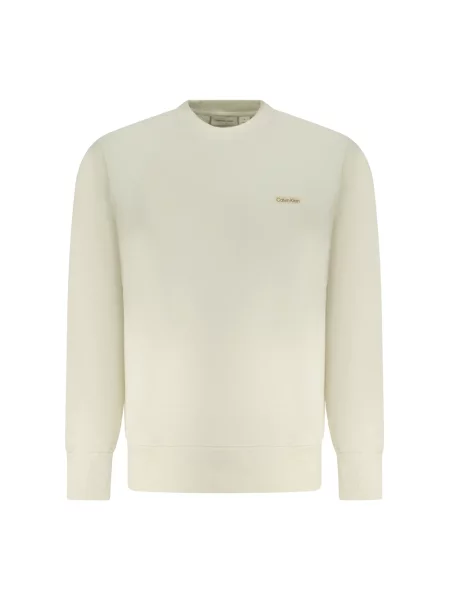Bluza nierozpinana Calvin Klein Jeans z okrągłym dekoltem elegancka beżowa