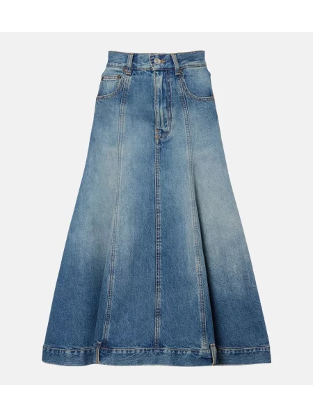 Fustă din denim Victoria Beckham până la genunchi albastru