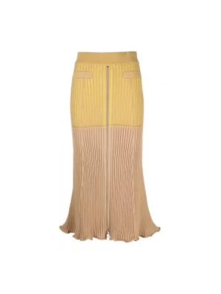 Dzianinowa wielobarwność spódnica midi Paco Rabanne do kolan żółta