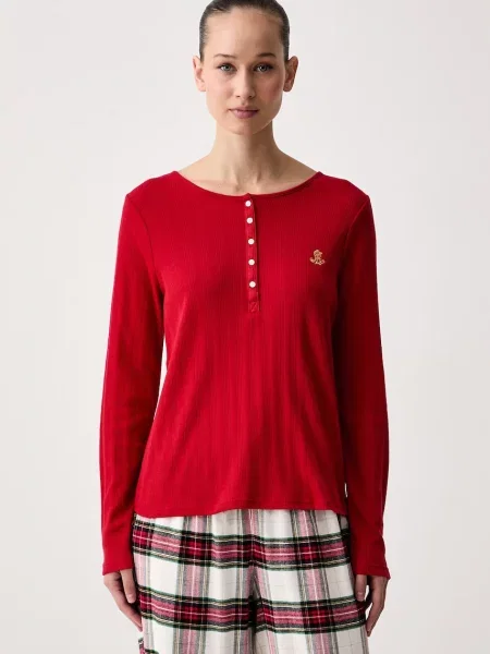 Lauren Ralph Lauren dvojdielne pyžamo dámske s bavlnou červená