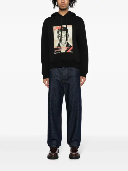 Hoodie Neil Barrett με σχέδιο από ζέρσεϋ μαύρο