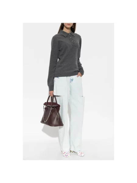 Sweter Maison Margiela wełniany z kołnierzem szary