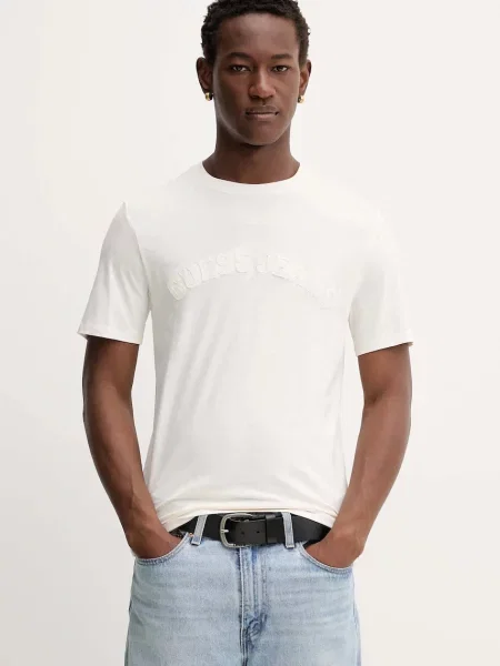 Тениска Guess Jeans с апликация бяло