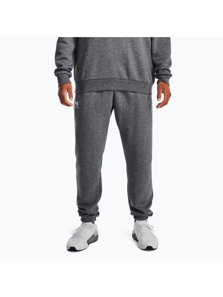 Spodnie treningowe Under Armour Essential Fleece Joggers pitch gray medium heather/white białe