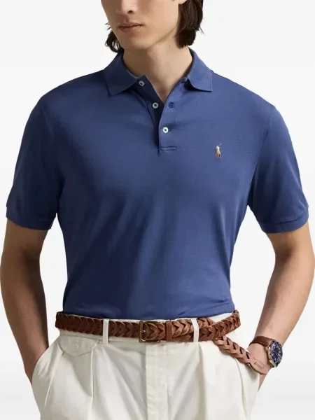 Zateplené pruhované tričko Polo Ralph Lauren s výšivkou zelené