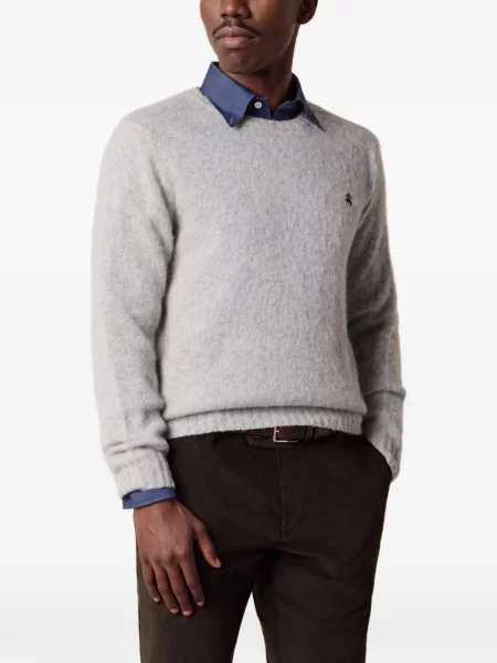 Siuvinėtas vilnonis megztinis Brooks Brothers pilka