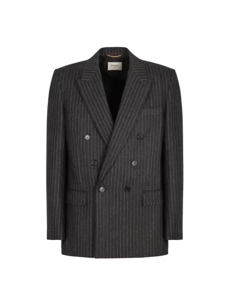 Marynarka Saint Laurent wełniana dwurzędowa szara