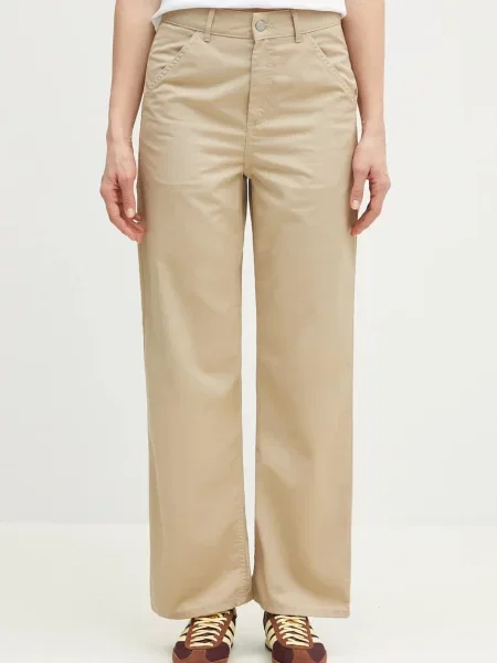Carhartt WIP pantaloni Simple Pant femei lat high waist bej