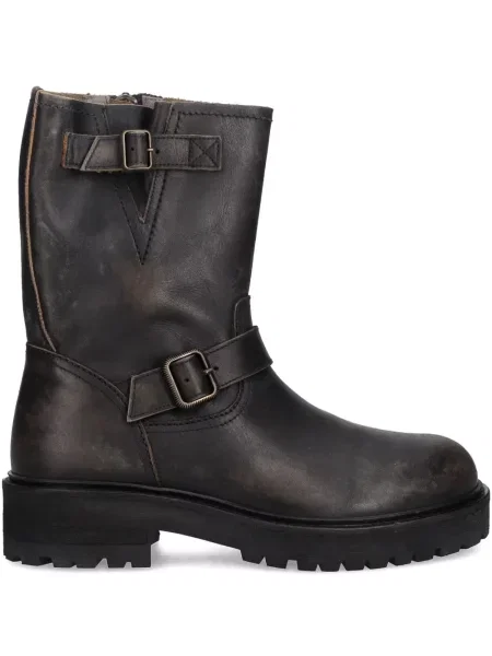 Botine Allsaints cu cataramă cu bretele maro