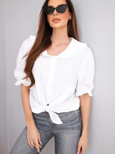Bluză Kesi Włoski cu volane alb