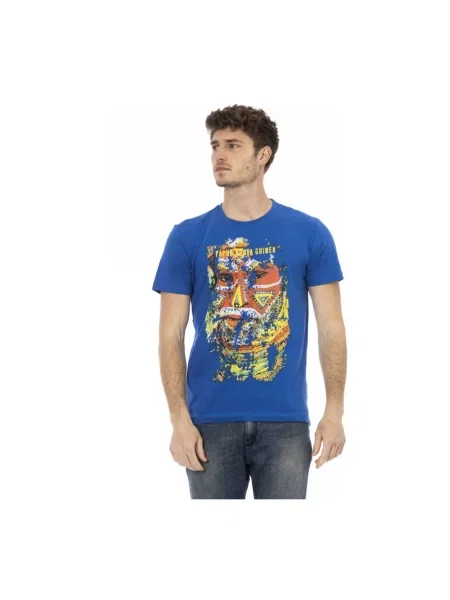 Koszulka Trussardi z krótkim rękawem z okrągłym dekoltem casual niebieska