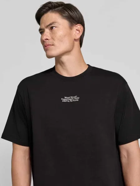 T-shirt o kroju regular fit z czystej bawełny model Oliver' Wood Wood czarna