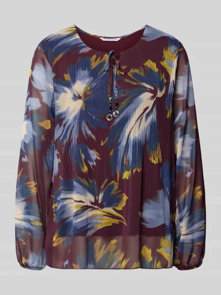 Bluzka o kroju relaxed fit z wzór paisley na całej powierzchni model Leonora' Zabaione granatowa
