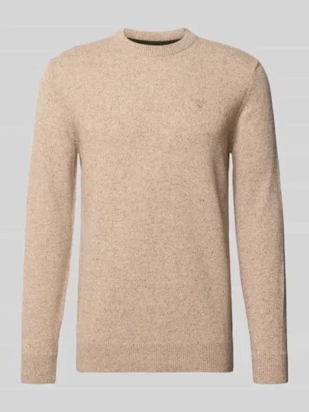 Sweter o kroju regular fit z dzianiny z mieszanki wełny Barbour beżowy