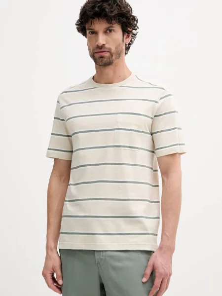 Тениска с лен United Colors of Benetton с десен бежово