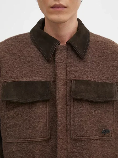 Вовняна куртка Filling Pieces Box Jacket перехідна oversize коричневий