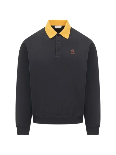 Gulerat tricou polo Versace cu autograf negru