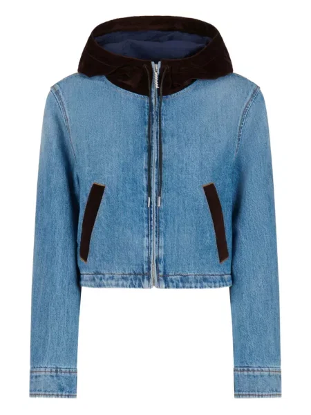 Aksamitna kurtka jeansowa Marni niebieska