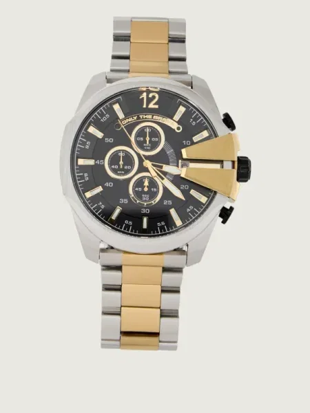 DIESEL Ceas analogic MEGA CHIEF auriu / negru argintiu