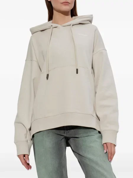 Hanorac cu glugă Off-white cu imagine cu cordon alb