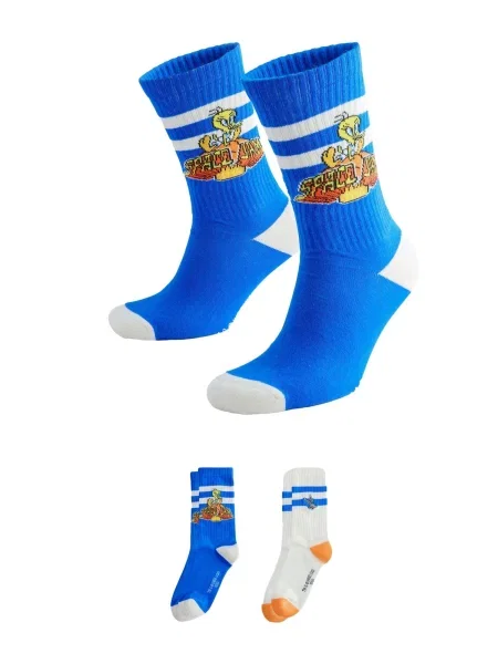 Next Nogavice Looney Tunes modra / rumena / oranžna bela