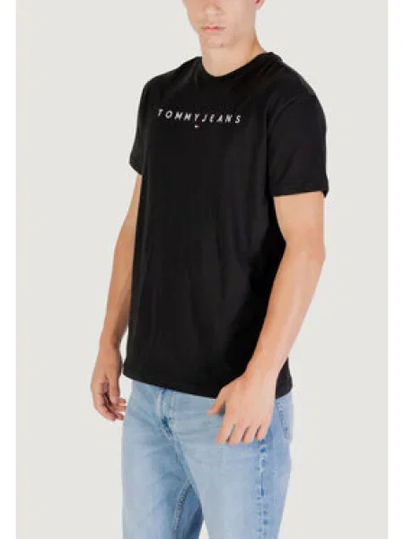 Tommy Jeans Póló TJM REG LINEAR LOGO Casual Fit fekete