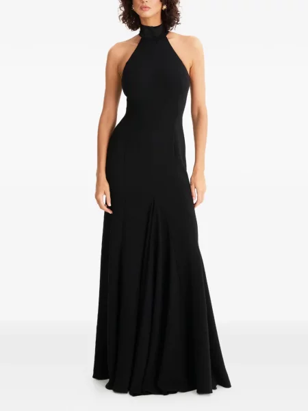 Rochie maxi Moos Studio cu gât halter de costum negru
