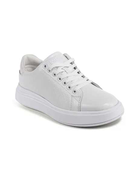 Sneakersy Calvin Klein sznurowane skórzane białe