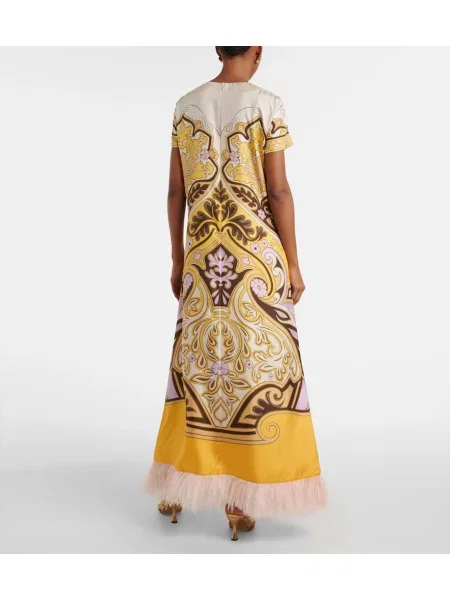 Rochie maxi La Doublej de mătase cu imagine de costum