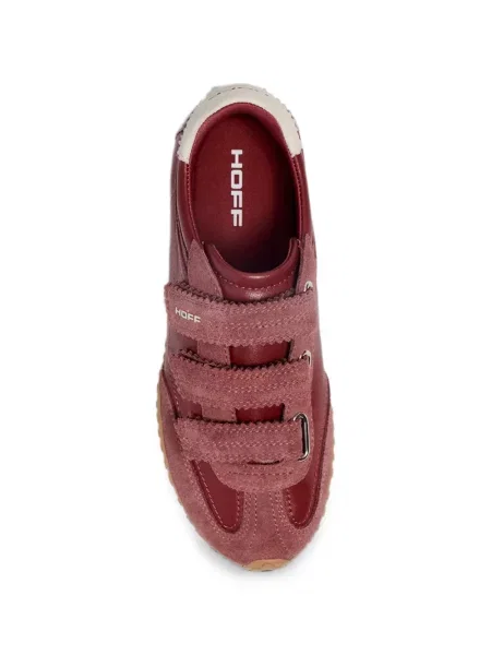 Sneakerși Hoff din piele de căprioară cu bretele roșu