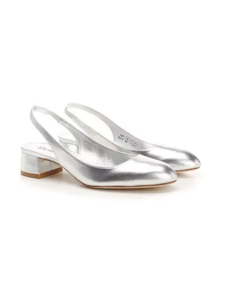 Czółenka Stuart Weitzman skórzana z otwartą piętą szara