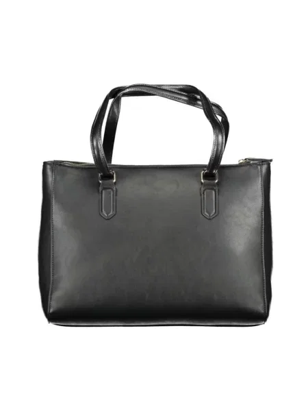 Lniana shopperka Valentino By Mario Valentino czarna