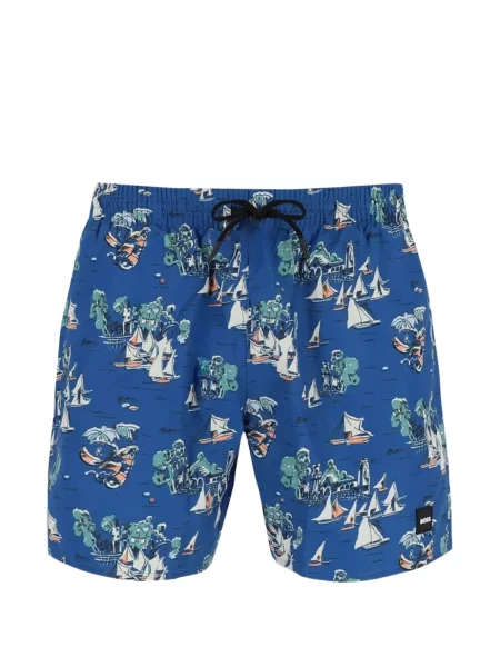 Slip de baie Boss cu autograf albastru