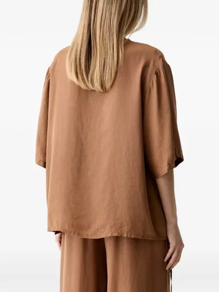 Scurt tricou Vicolo cu decolteu în V maro